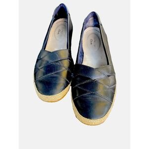 Clarks Collection Danelly Shine Women's Navy Leather Upper Casual Loafers 8.5M‎
